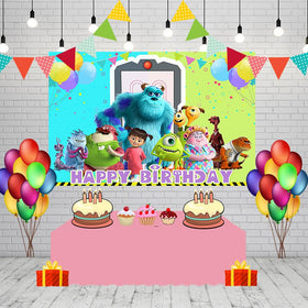 Basifoto backdrop behind cake table showing themed photo-ready benefit for parties