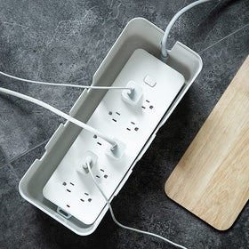 Baskiss cable box keeps kids and pets safe by shielding power strips