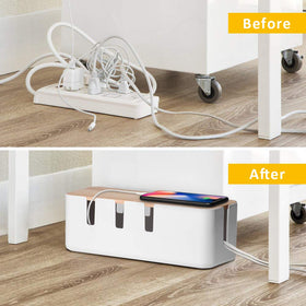 Baskiss cable box with phone tray provides a convenient surface for devices