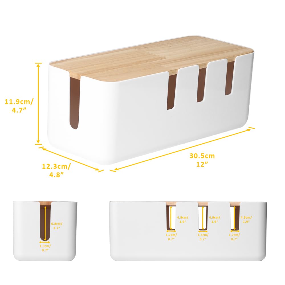 Baskiss cable box side outlets keeps cords organized while protecting outlets from curious hands