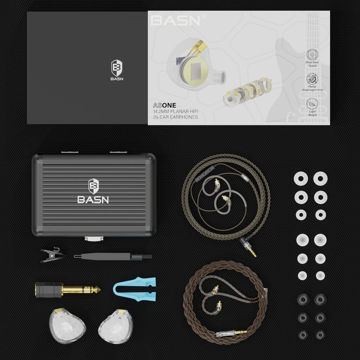 BASN ASONE packaging includes storage box and accessories for convenient setup.