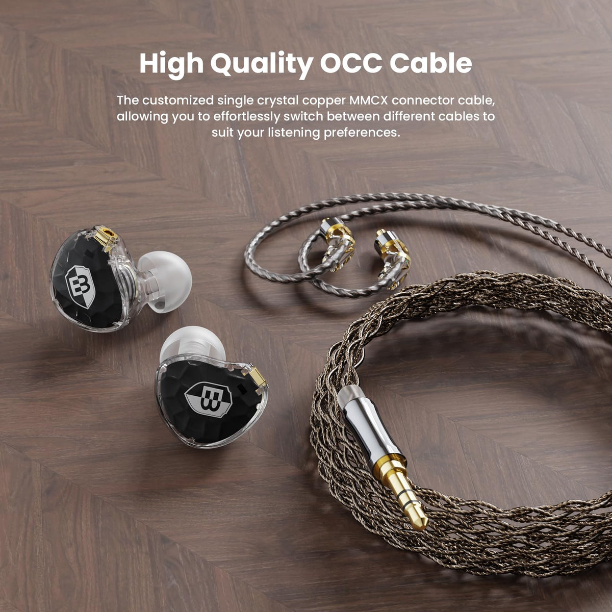 BASN ASONE silicone tips and memory foam isolate external noise for focused listening.