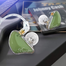 BASN Bmaster olive earphones with secure ergonomic fit for live use