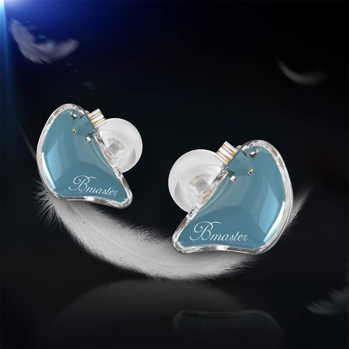 BASN Bmaster IEM worn on stage for secure fit during performances