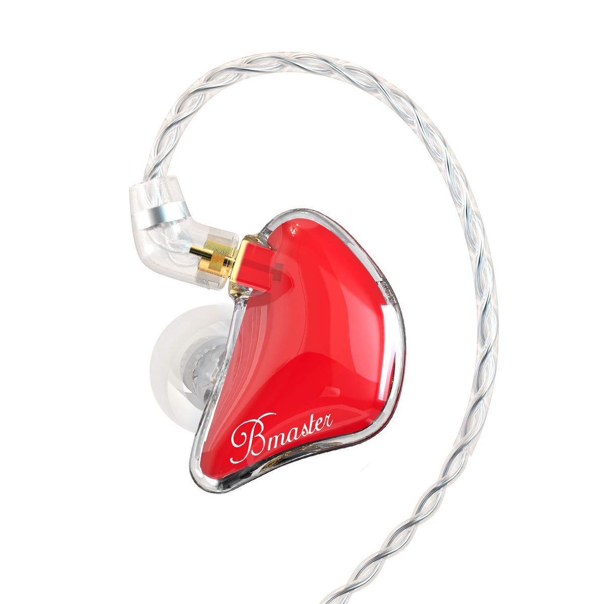 BASN Bmaster triple-driver earphones front view showing compact in-ear design for stage use