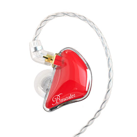 BASN Bmaster triple-driver earphones front view showing compact in-ear design for stage use