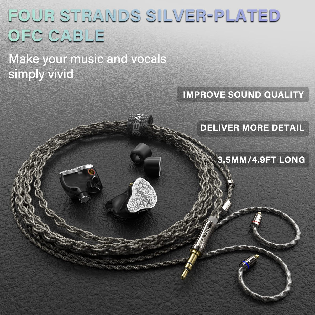 BASN Bmaster5 detachable cables for versatile monitoring setups.