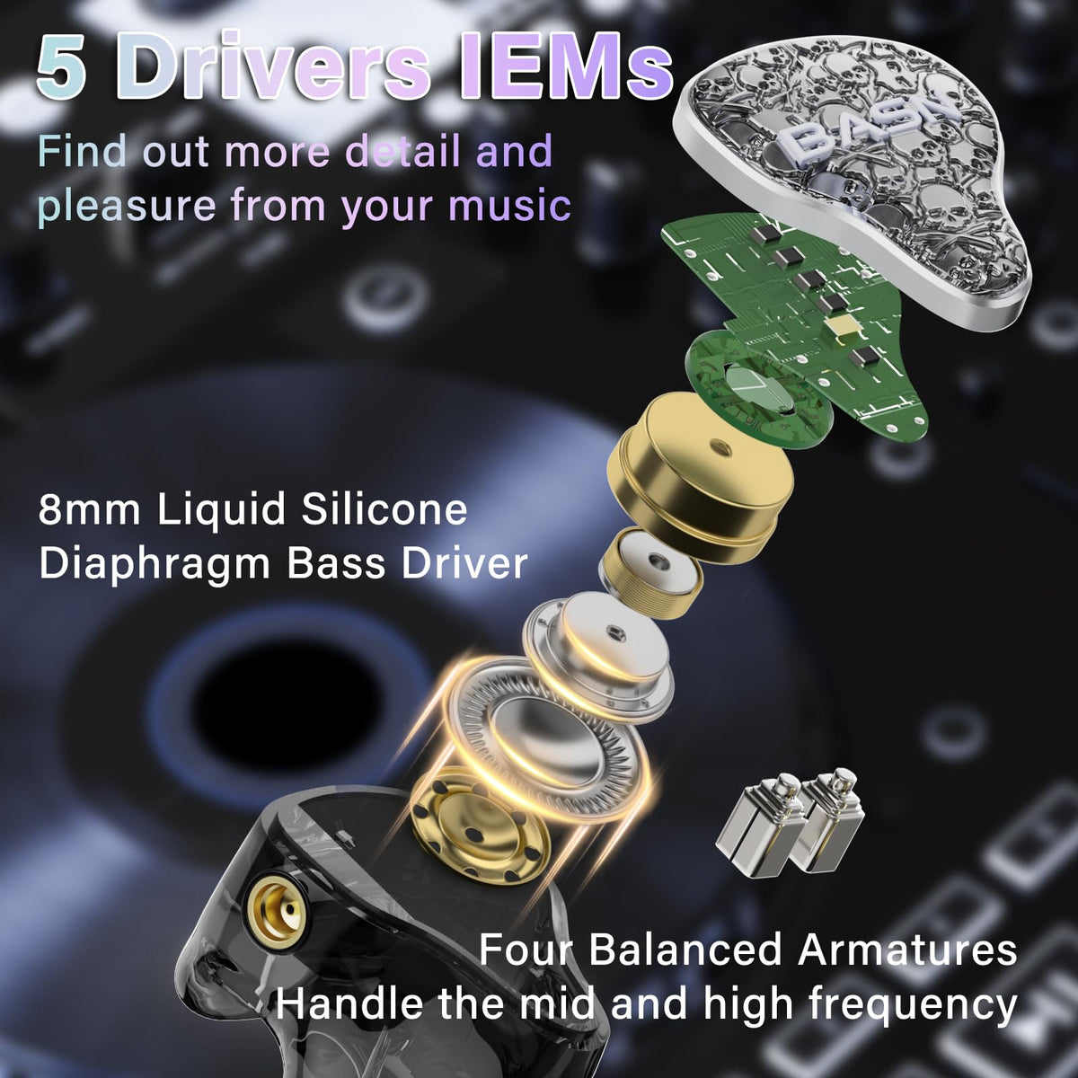 BASN Bmaster5 immersive sound isolation for on-stage focus and reduced ambient noise.