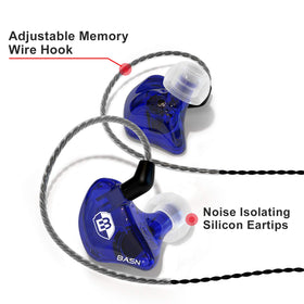 BASN Bsinger BC100 detachable MMCX cable with 360-degree rotation.