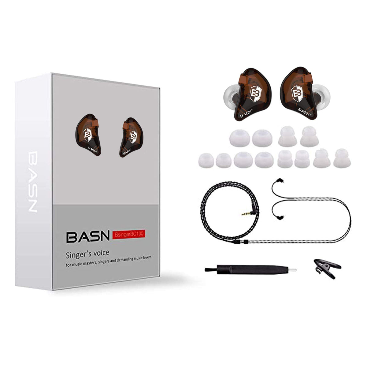 BASN Bsinger BC100 multiple eartip sizes ensure snug seal.