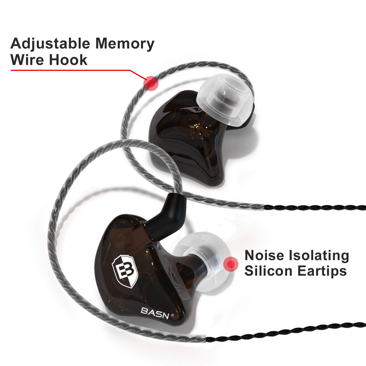 BASN Bsinger BC100 ergonomic earhooks secure over-ear support.