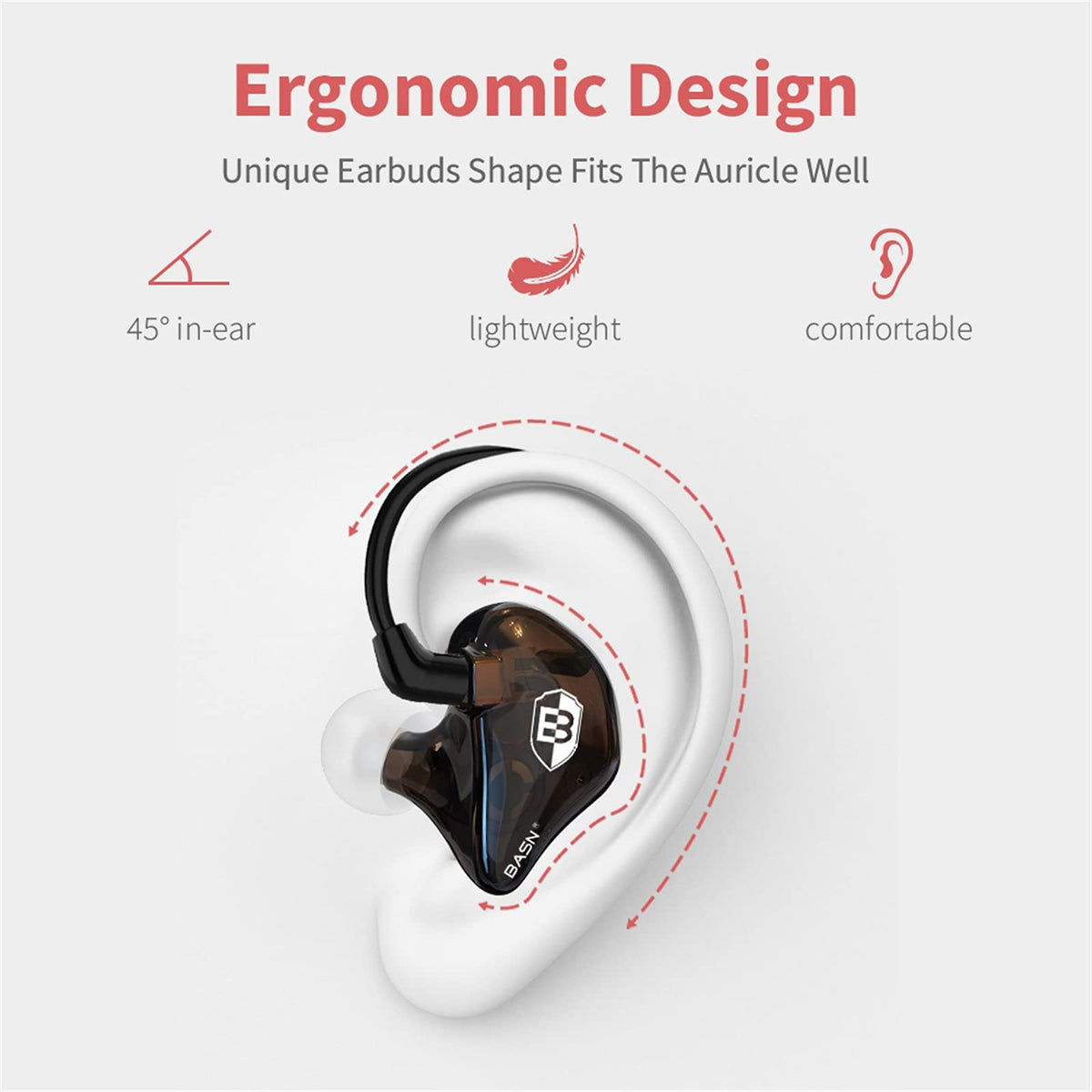 BASN Bsinger in-ear fit demonstrating comfortable seal and improved noise isolation