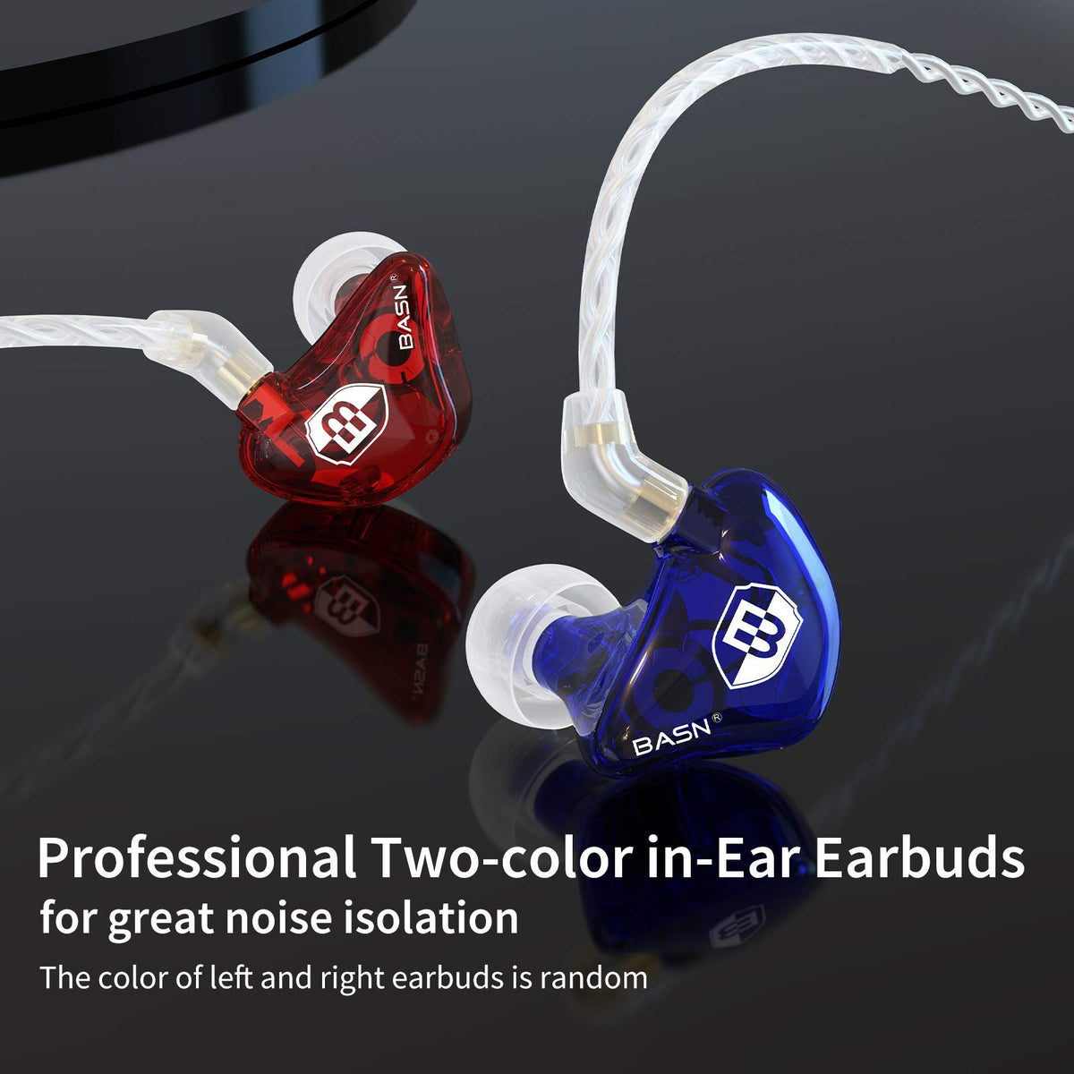 BASN memory-wire earhook detail demonstrating secure over-ear fit and stable performance