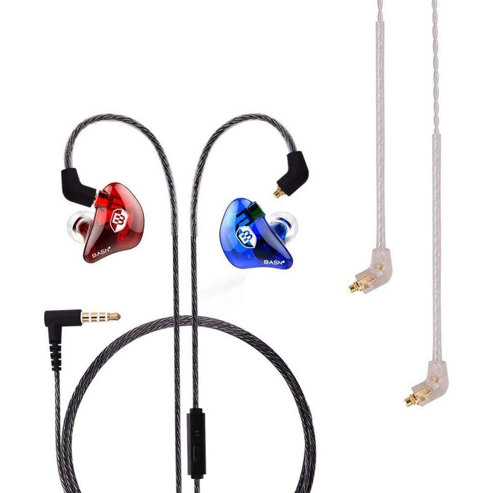 BASN Bsinger LUX front view showing red and blue shells, clear stage-ready design and comfort