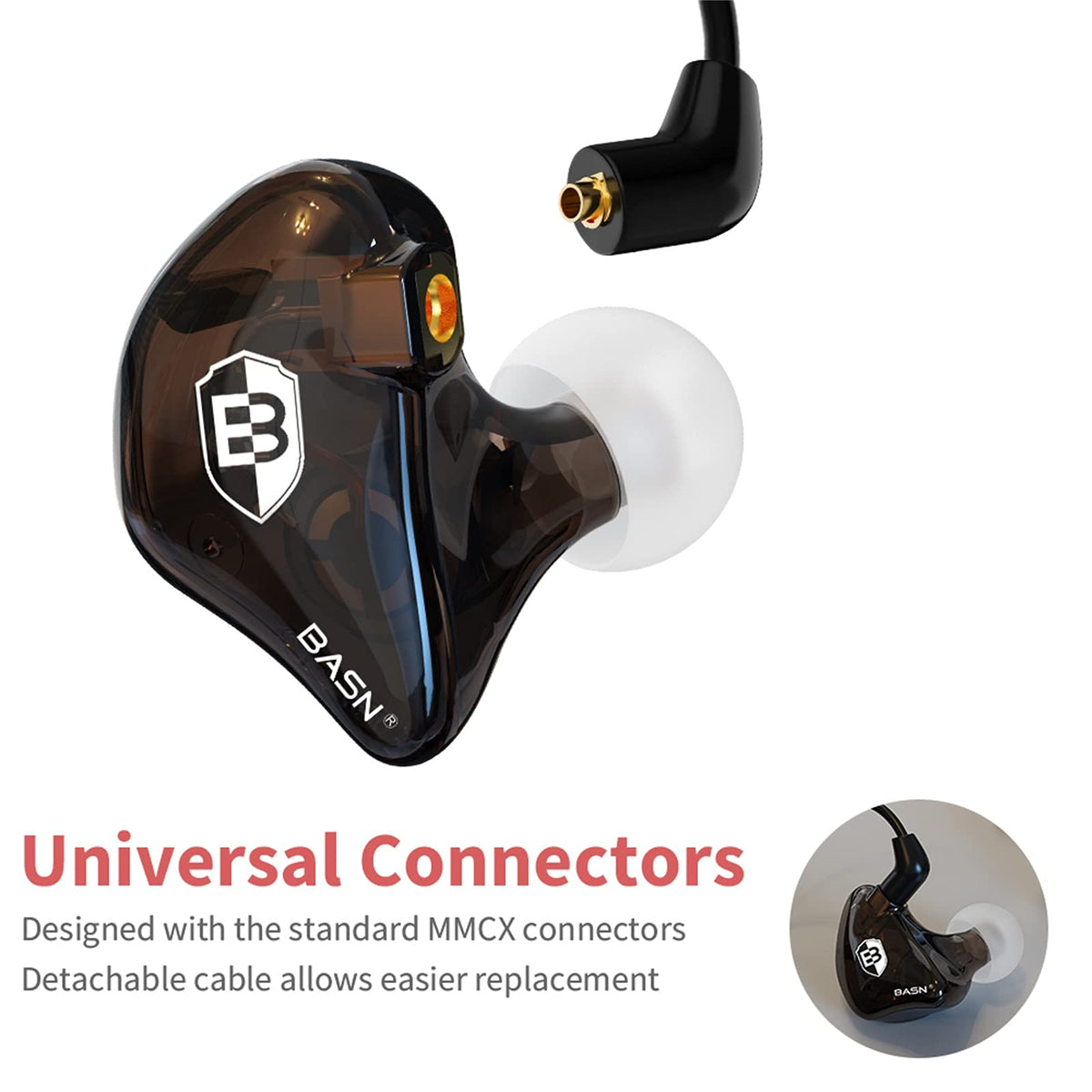BASN Bsinger MMCX cable with inline remote and mic for hands-free control