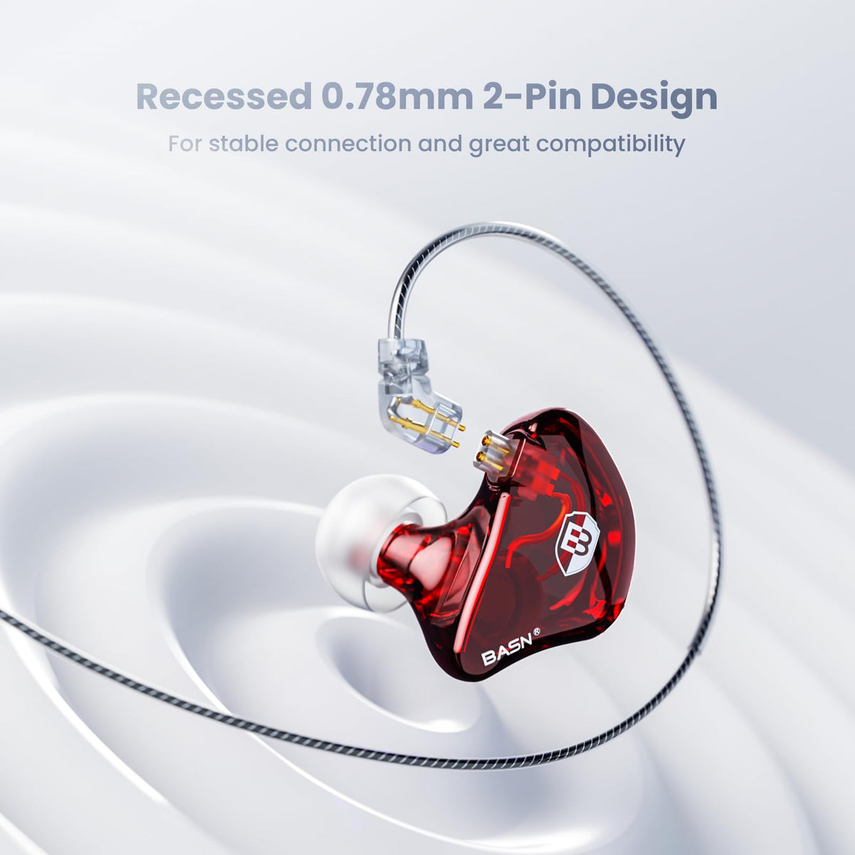 BASN Bsinger worn over ear on musician demonstrating secure fit and noise isolation