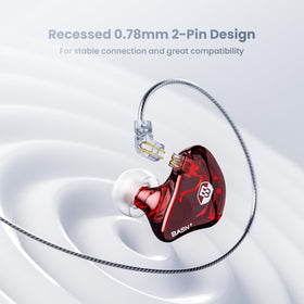BASN Bsinger worn over ear on musician demonstrating secure fit and noise isolation