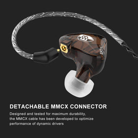 BASN detachable MMCX cable and gold-plated connector proving easy replacement