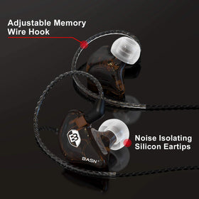 BASN close-up of monitor driver port showing hybrid design for balanced sound