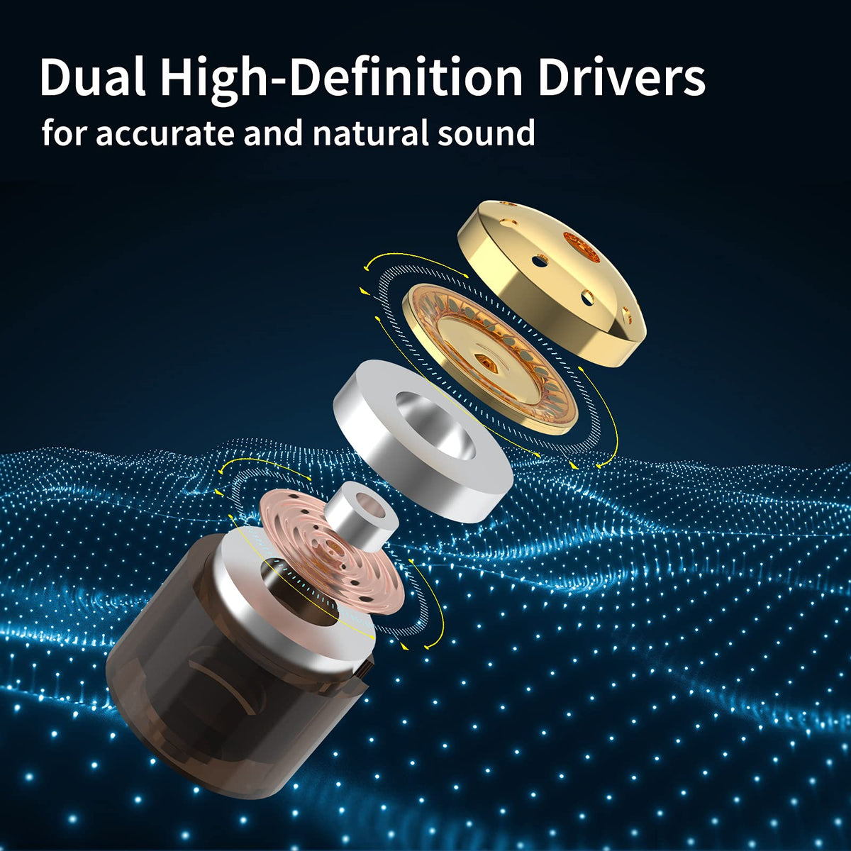 BASN Bsinger PRO driver close-up revealing dual-driver detail for clarity