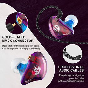 BASN MMCX connector detail showing rotatable joint for easy cable replacement and reliability