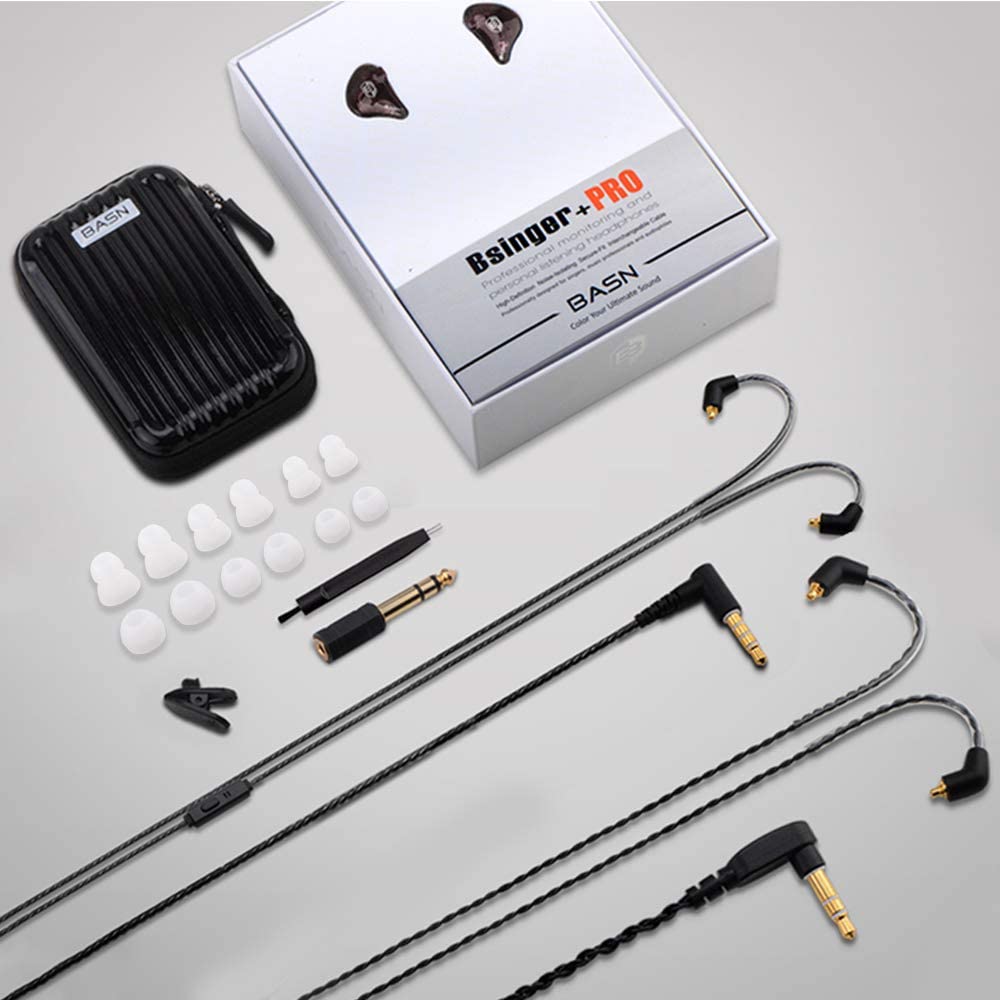 BASN in-ear monitors worn by performer demonstrating stage isolation