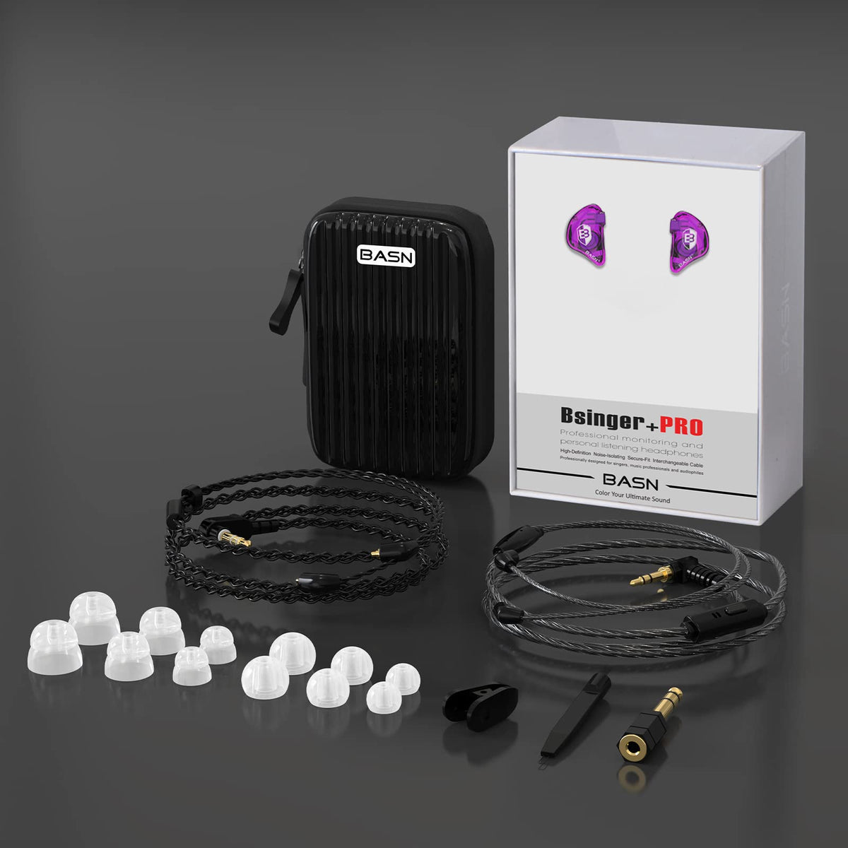 BASN on-stage lifestyle with musician wearing IEMs for clear foldback and noise isolation