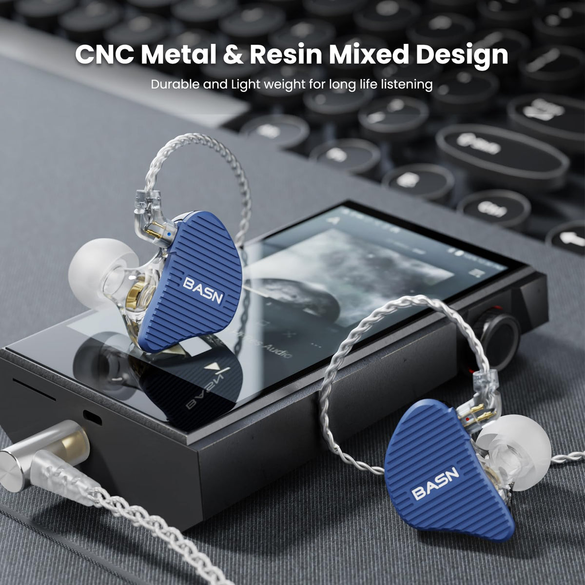 BASN Mix-PD detachable 2-pin cable for easy upgrades and replacements.