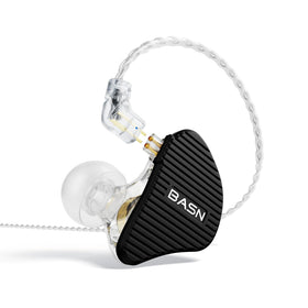 BASN Mix-PD in-ear monitor showing planar and dynamic drivers for expansive sound.