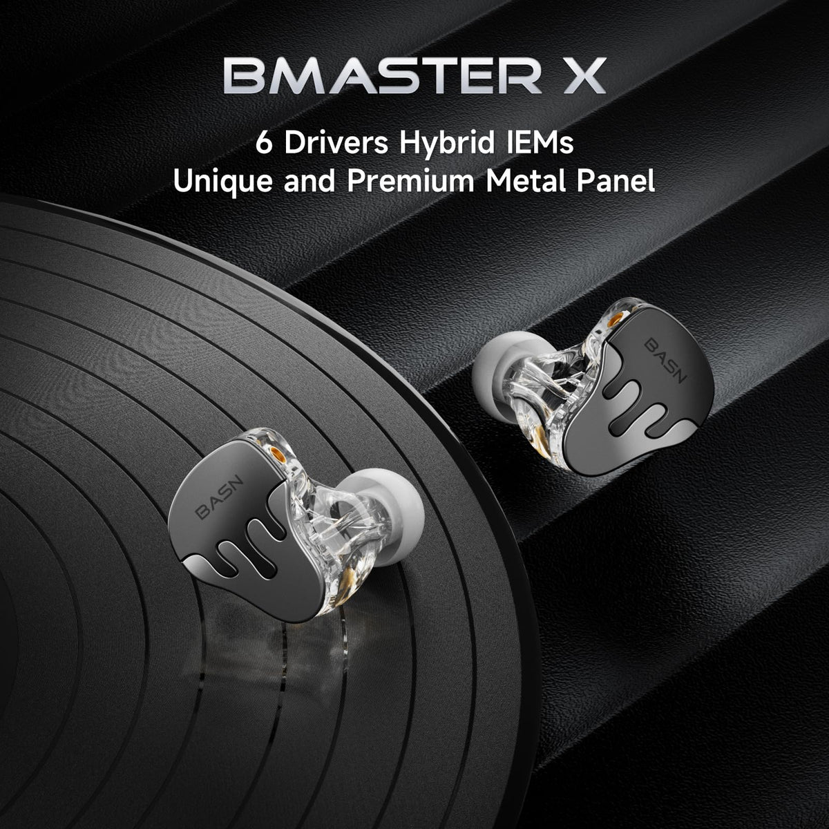 Close-up of BASNLIFE BmasterX driver details for accurate sound reproduction.