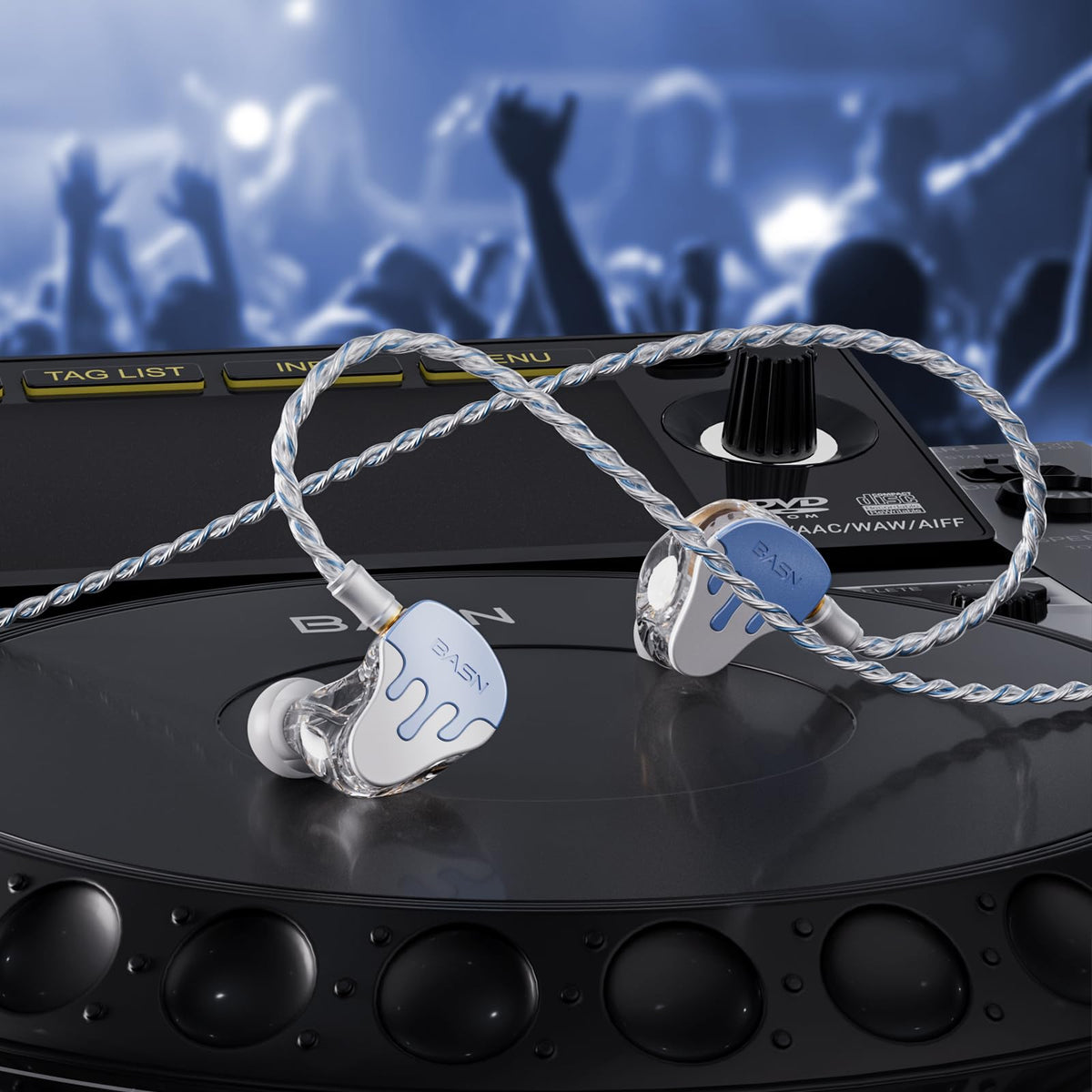 BASNLIFE BmasterX earhooks and shirt clip secure fit during performances.