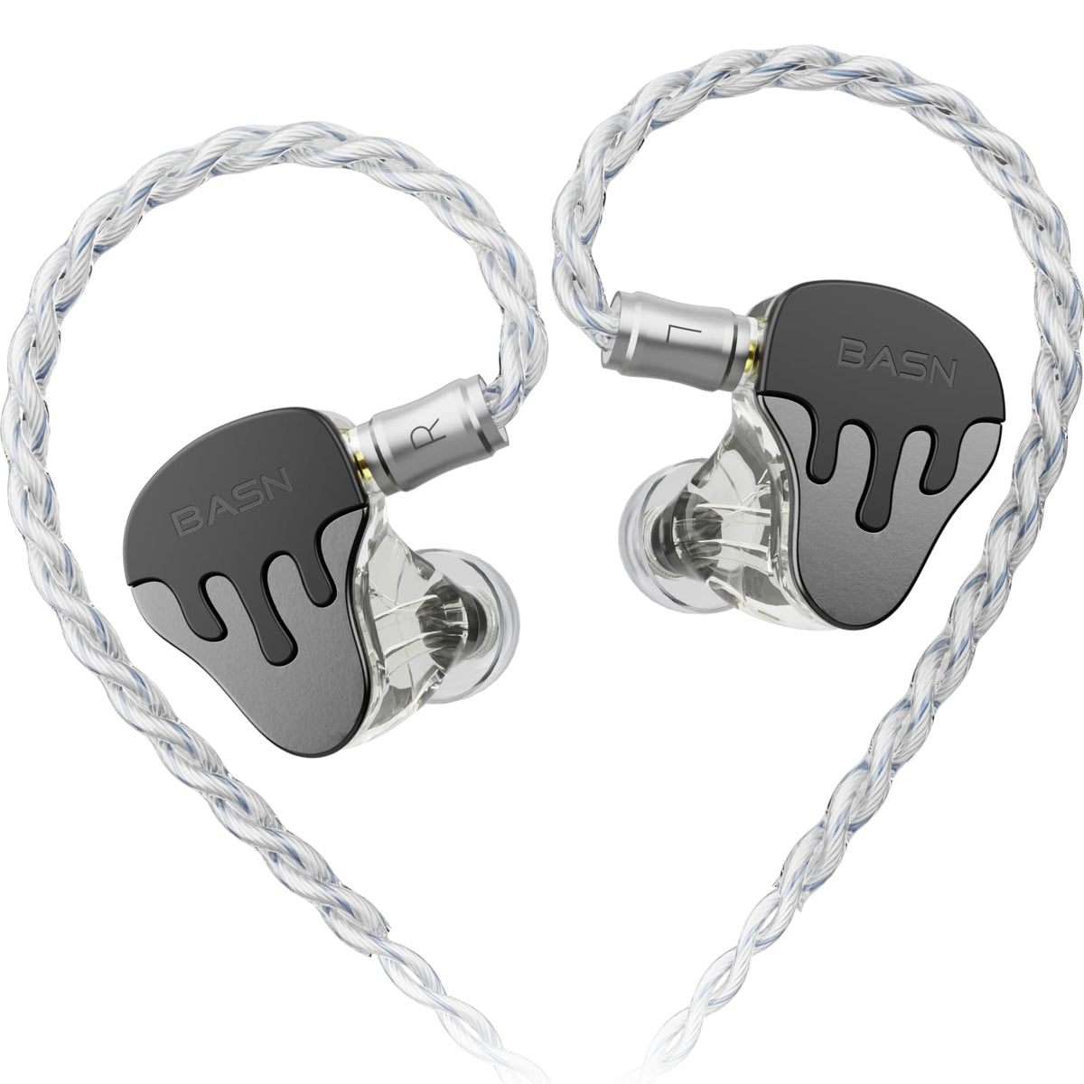 BASNLIFE BASN BmasterX six-driver hybrid earphones with stage-ready visuals and compact design.