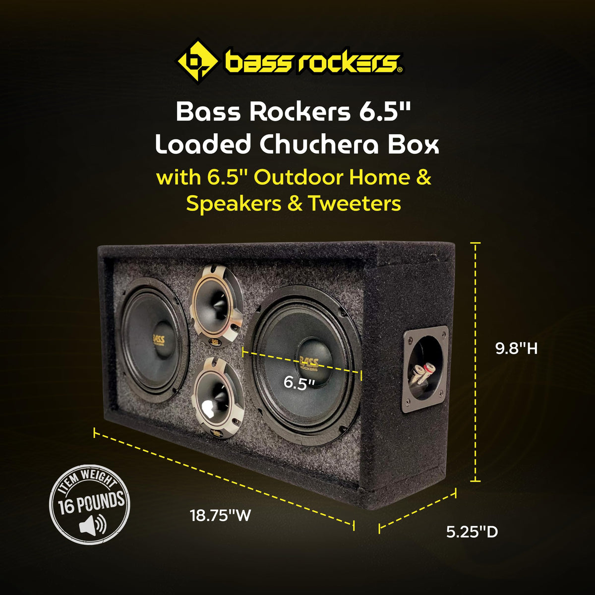 Bass Rockers loaded box side panel emphasizes rugged outdoor durability for events