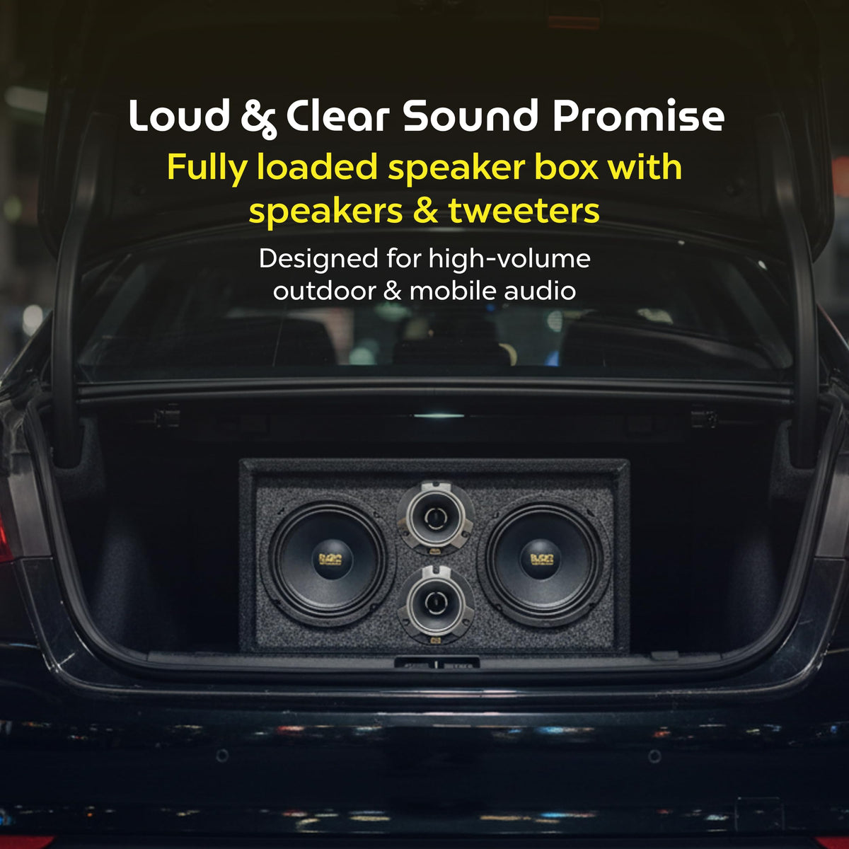 Bass Rockers outdoor setup demonstrates versatility for cars, ATVs, and campers