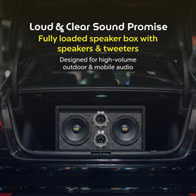 Bass Rockers outdoor setup demonstrates versatility for cars, ATVs, and campers