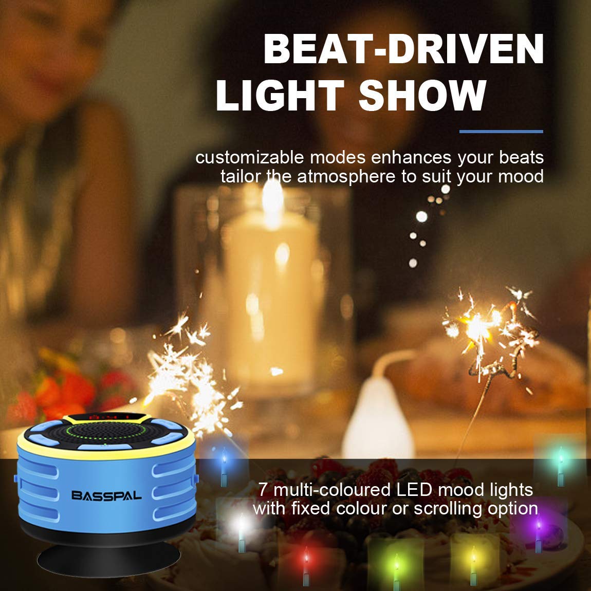 BassPal IPX7 speaker suction cup holds securely on wet surfaces