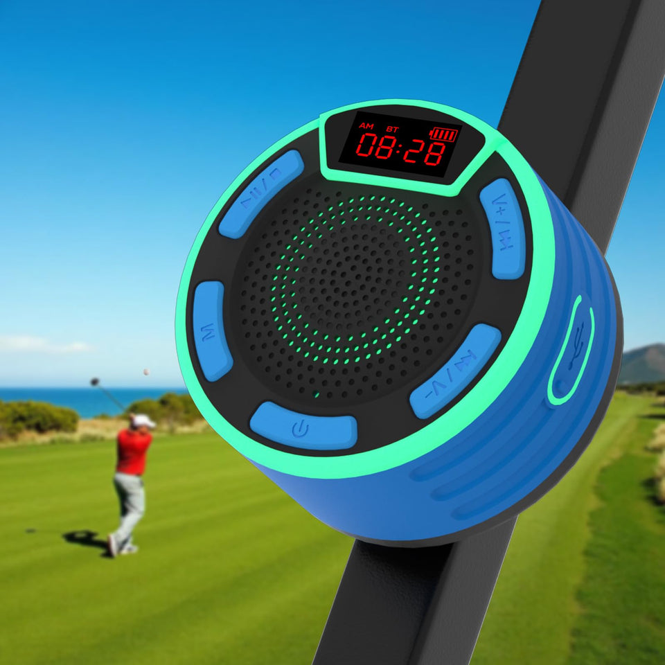 BassPal magnetic golf cart speaker attachment securely mounts to metal surfaces for hands-free music
