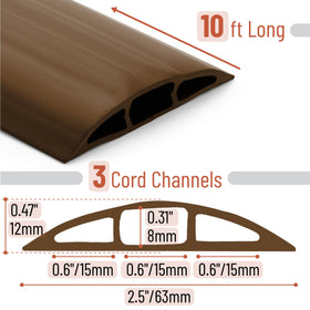 Bates Choice cable hider with 0.6 inch width protects wires on busy floors.