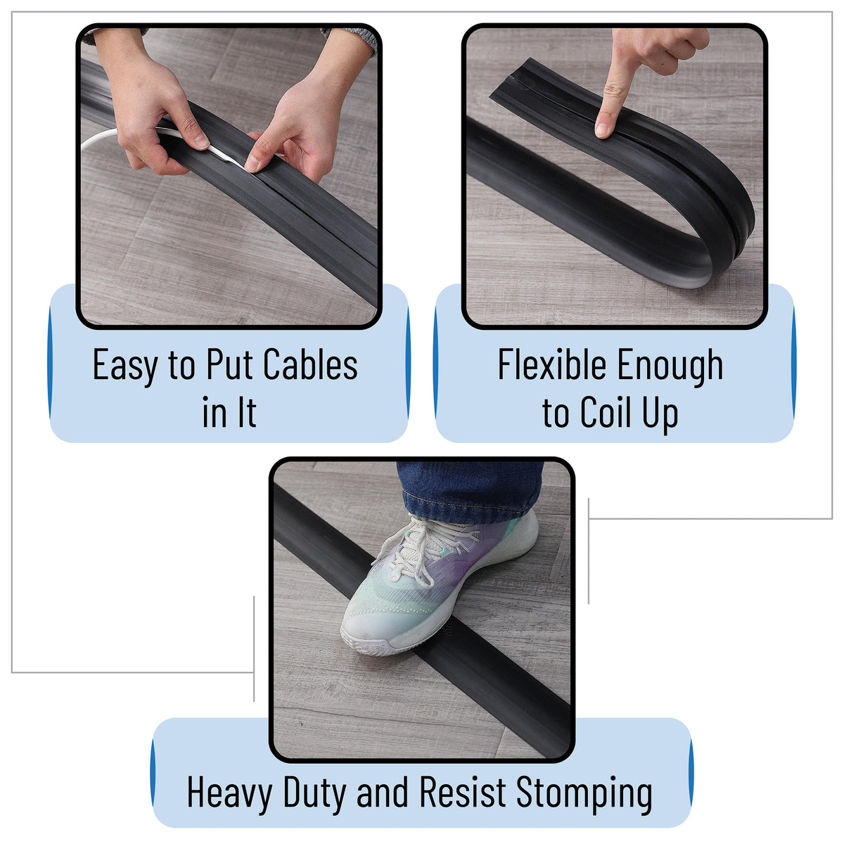 Bates Choice cord cover suited for office setups with multiple cables.