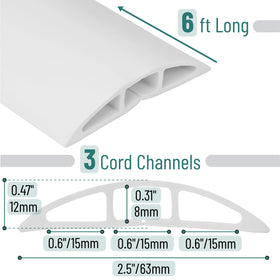 Bates Choice floor cord cover closeup of three channels and durable material