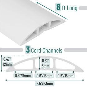 Bates Choice floor cord cover 3-channel configuration displaying organized cable management benefits.