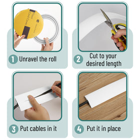 Bates Choice low-profile floor cord cover blending with wood floor