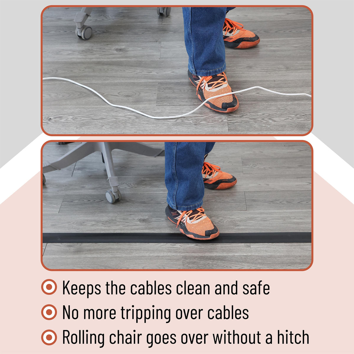 Bates Choice floor cord cover suitable for indoor and outdoor settings.