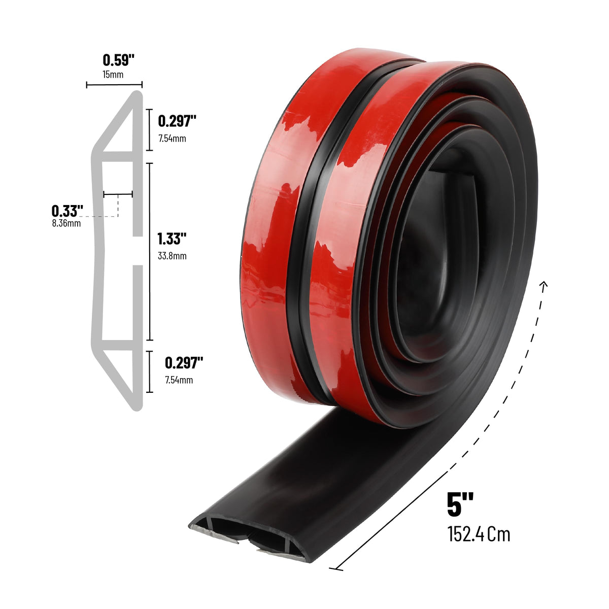 Bates Choice floor cord cover with pre-split rear simplifies tape-free installation.