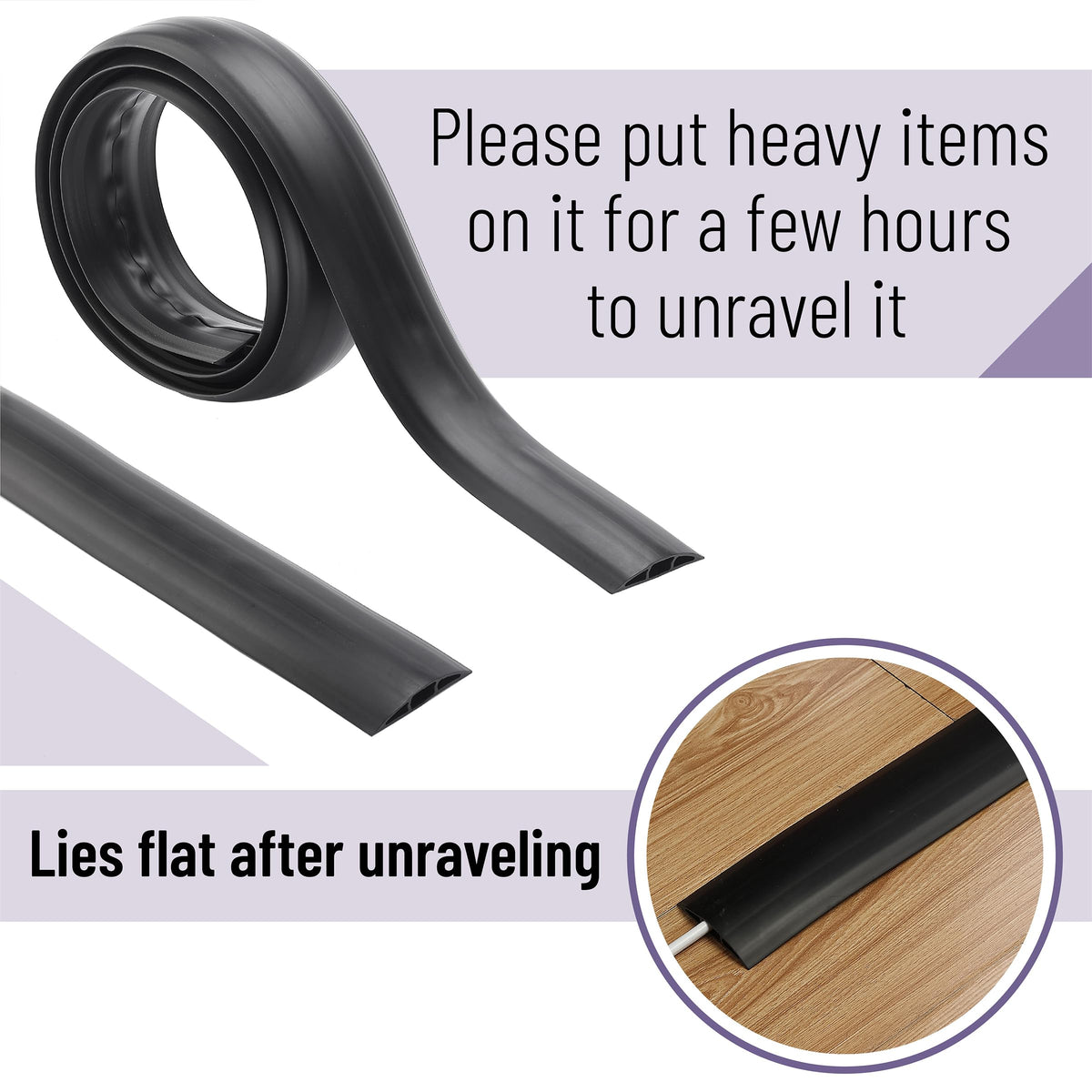 Bates Choice cord cover features ribbed non-slip base for stable placement.