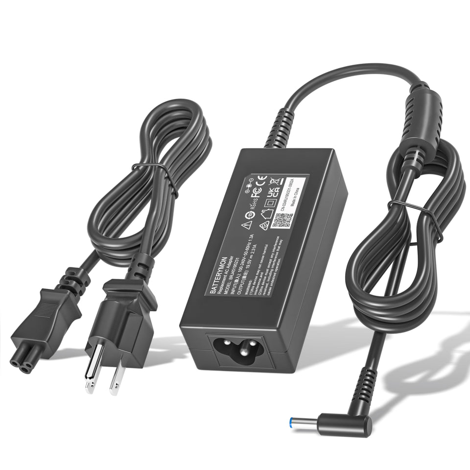 BatteryMon 45W HP blue-tip adapter for reliable laptop charging on the go