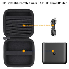 Elastic strap secures the router inside this protective case