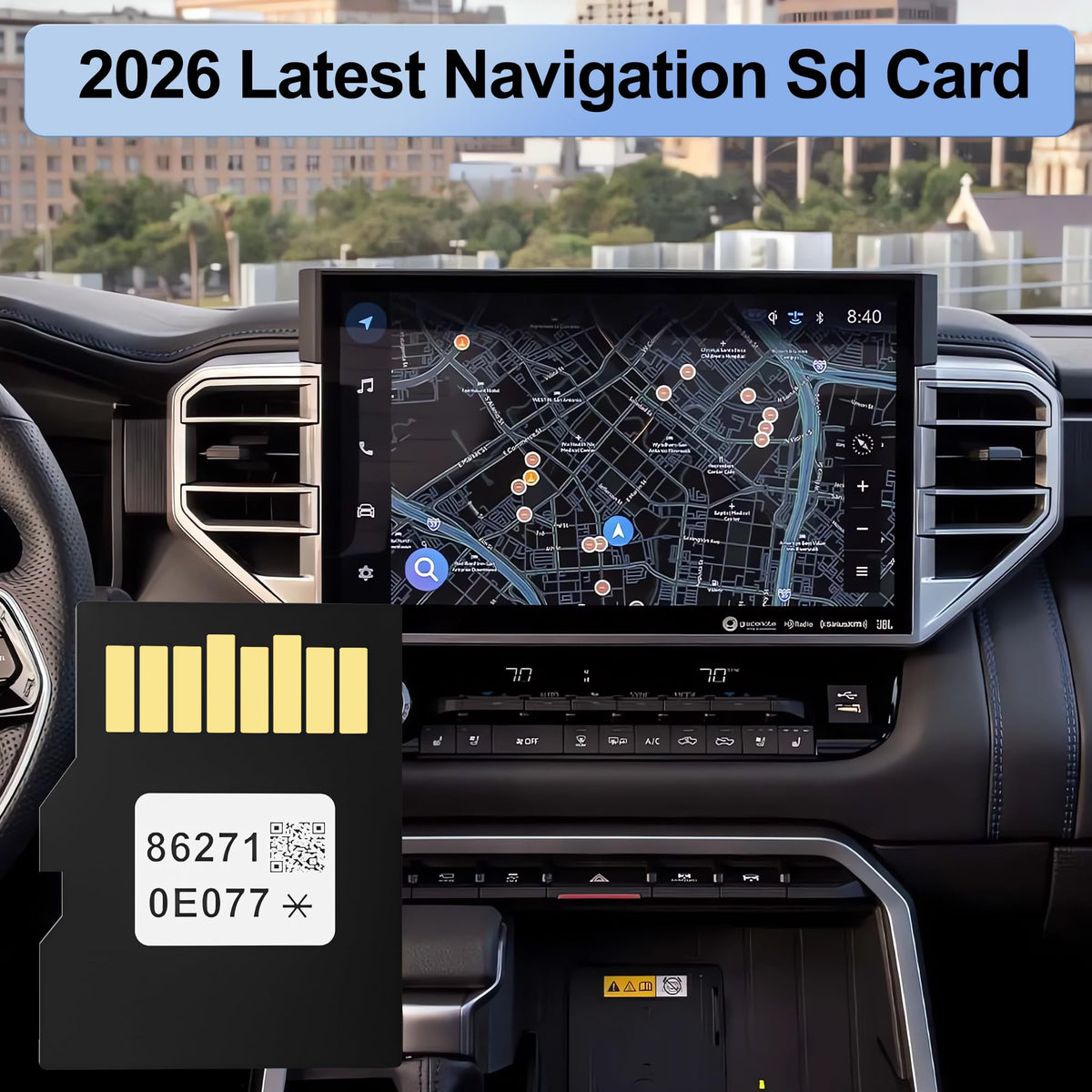 Dashboard GPS screen displays updated maps for reliable routing.