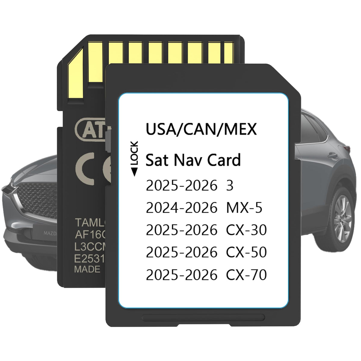 Bawanfa Plus Mazda navigation card inserted in the SD slot for offline maps.