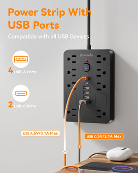 Bawmwim close-up of USB-A and USB-C ports enabling fast, stable charging